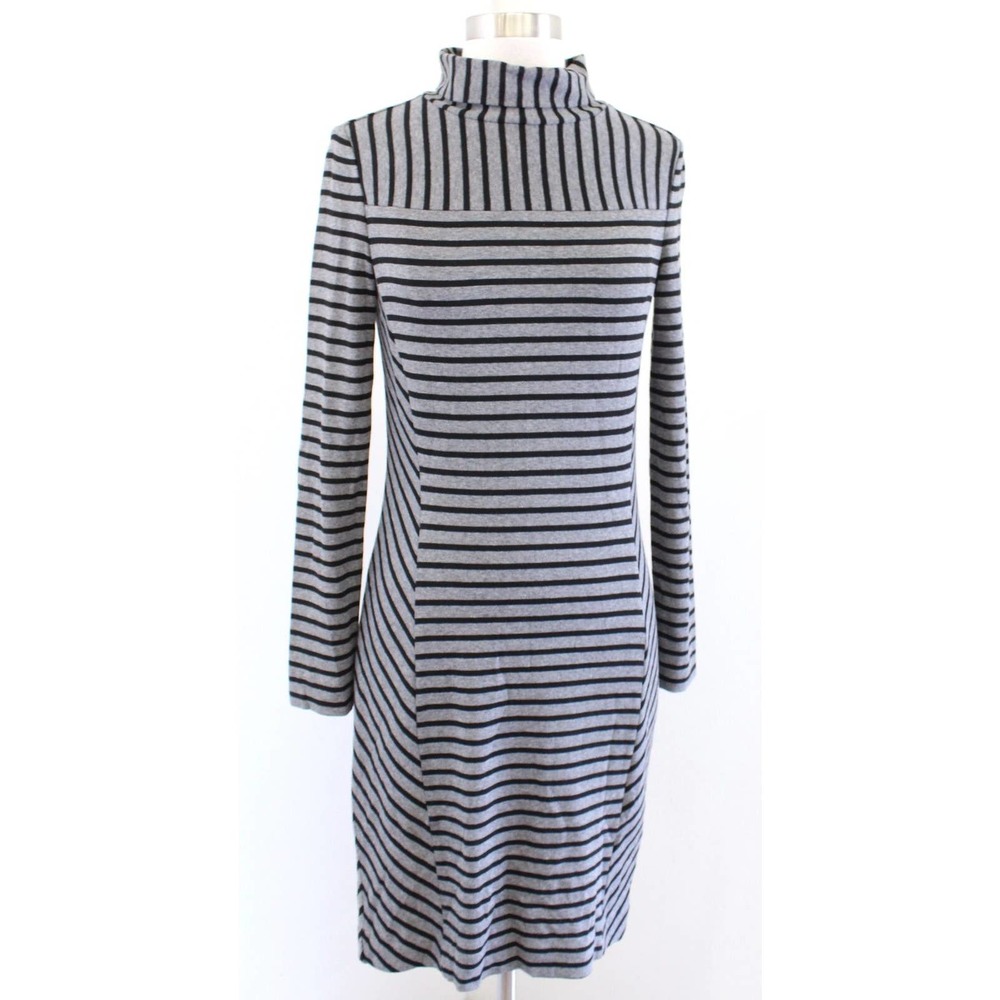 Tory Burch Womens Gray Black Striped Rollover Turtleneck Knit Dress Size XS